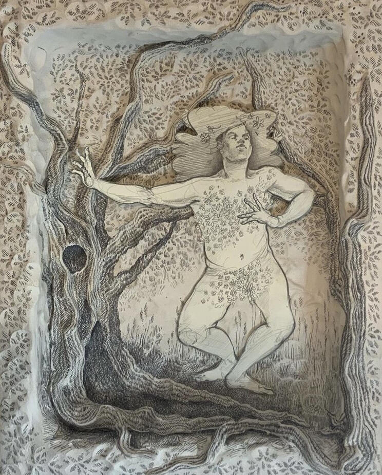 Meandering No. 4 | Graphite and Paper Clay on Panel | 2022