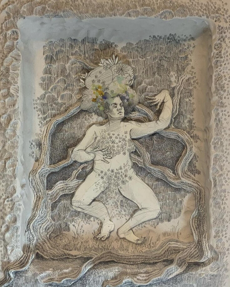 Meandering No. 10 | Graphite and Paper Clay on Panel | 2022