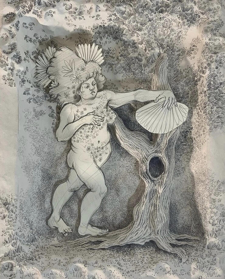 Meandering No. 11 | Graphite and Paper Clay on Panel | 2022