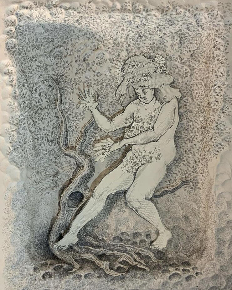 Meandering No. 6 | Graphite and Paper Clay on Panel | 2022