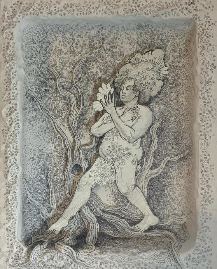 Meandering No. 9 | Graphite and Paper Clay on Panel | 2022