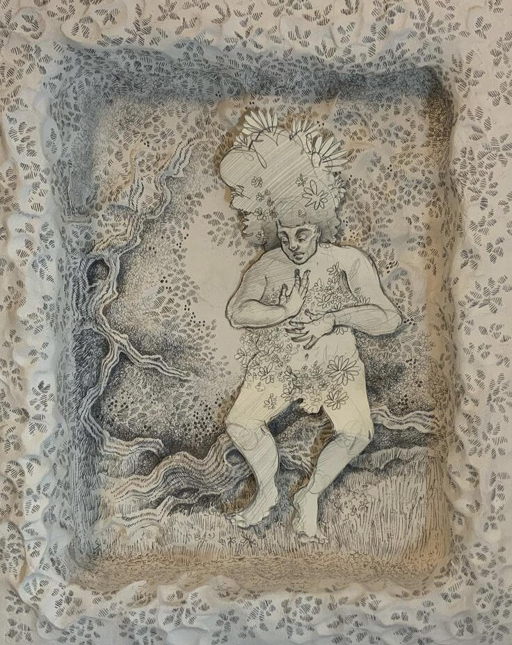 Meandering No. 5 | Graphite and Paper Clay on Panel | 2022 Meandering No. 5 | Graphite and Paper Clay on Panel | 2022