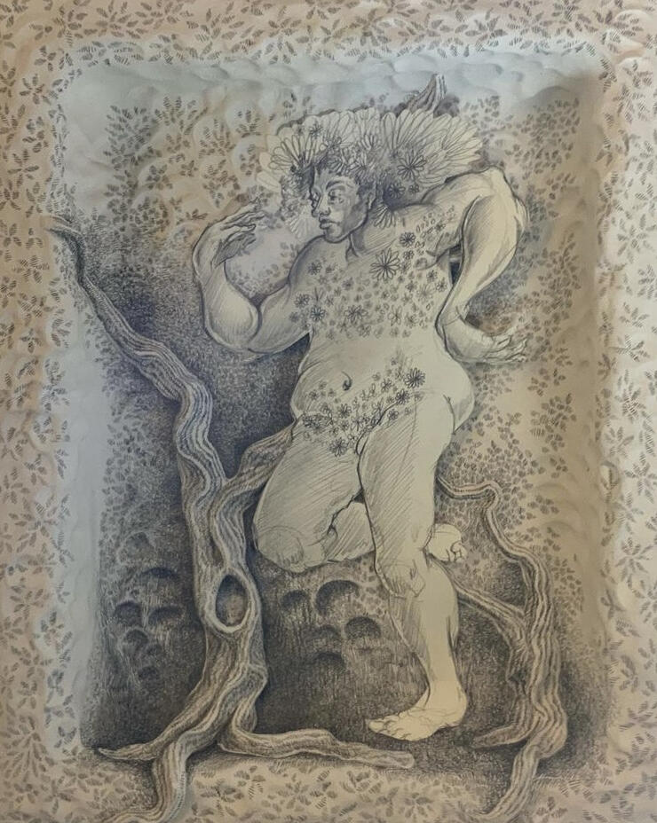 Meandering No. 8 | Graphite and Paper Clay on Panel | 2022