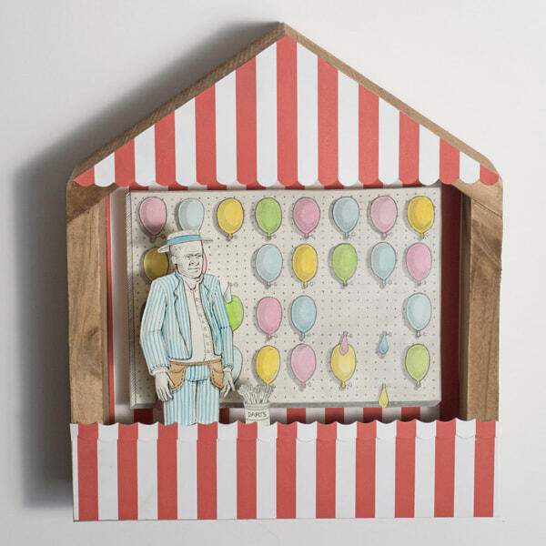 Head Over Here No. 1 | graphite, watercolor, found papers, wood | 2021